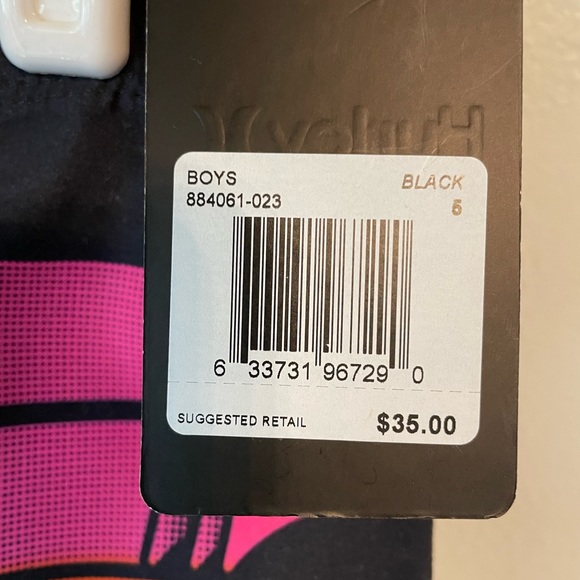 Hurley Size5 Swim Trunk Black with striped front NWT - Picture 3 of 5